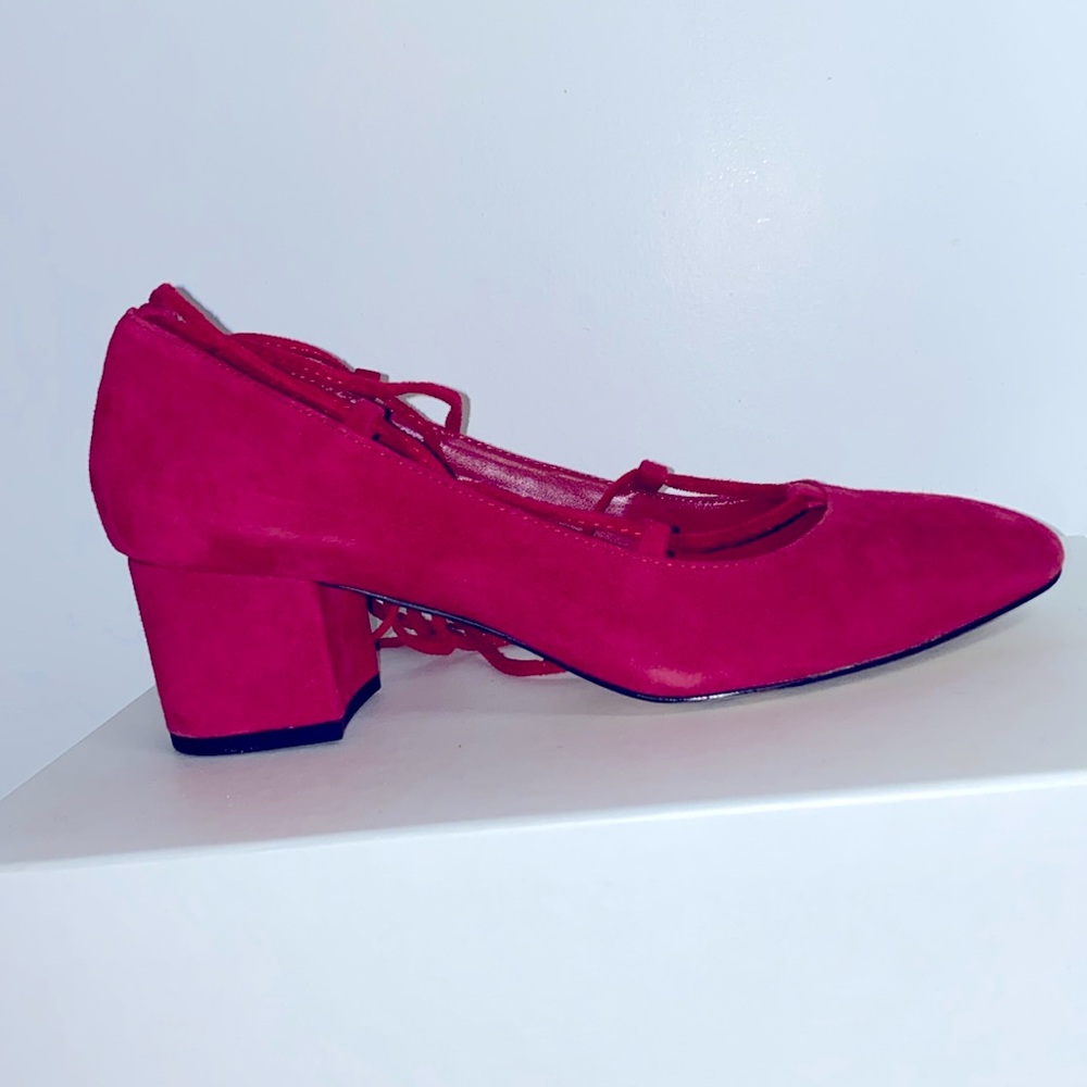 Red Suede Ankle Strap shoes